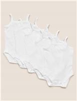 5 Pack Pure Cotton Strappy Bodysuits (6lbs-3 Yrs)