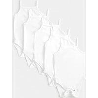 M&S 5 Pack Pure Cotton Strappy Bodysuits (6lbs-3 Yrs) White