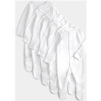 M&S 5 Pack Pure Cotton Sleepsuits (5lbs-3 Yrs) White