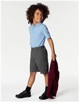M&S 2 Pack Boys' Plus Fit Waist Cargo School Shorts (4-14 Yrs) Grey