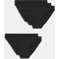 M&S 5pk Cotton Modal Bikini Knickers Black