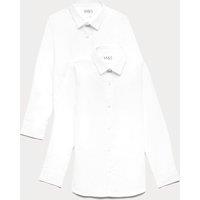 M&S 2 Pack Boys' Non-Iron School Shirts (2-18 Yrs) White