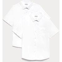 M&S 2 Pack Girls' Slim Fit Non-Iron School Shirts (2-18 Yrs) White