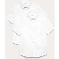 M&S 2 Pack Boys' Non-Iron School Shirts (2-18 Yrs) White