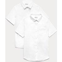 M&S 2 Pack Boys' Slim Fit Non-Iron School Shirts (2-18 Yrs) White