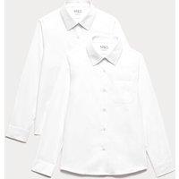 M&S 2 Pack Girls' Non-Iron School Shirts (2-18 Yrs) White