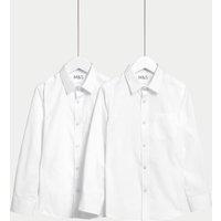 M&S 2 Pack Girls' Slim Fit Non-Iron School Shirts (2-18 Yrs) White