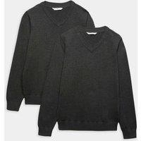 M&S 2 Pack Unisex Pure Cotton School Jumper (3-18 Yrs) Grey