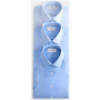 M&S 3 Pack Regular Fit Easy Iron Short Sleeve Shirts Blue