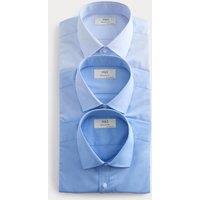 M&S 3 Pack Regular Fit Easy Iron Short Sleeve Shirts Blue
