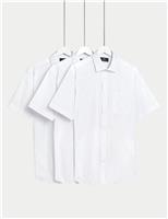 M&S 3 Pack Regular Fit Easy Iron Short Sleeve Shirts White
