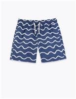 M&S Wave Print Swim Shorts (2-7 Yrs) Blue