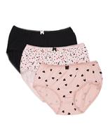 M&S INT 3P HEARTS PRINT M Black Mix