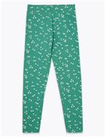 M&S Cotton Rich Ditsy Floral Print Leggings (6-16 Yrs) Green