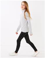 Cotton Rich Heart Print Leggings (6-16 Yrs) Black Mix