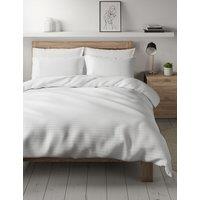 M&S Pure Cotton Spotty Textured Bedding Set White