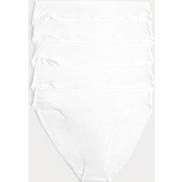 M&S 5pk Cotton Rich Lycra High Leg Knickers White