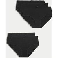 M&S 5pk Cotton Lycra High Rise Shorts Black