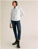 M&S Cotton Rich Fitted Long Sleeve Shirt Pale Blue