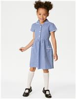 Girls Pure Cotton Gingham School Dress (2-14 Yrs)