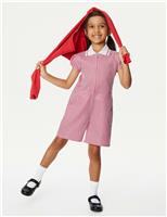 Girls Gingham School Playsuit (2-14 Yrs)