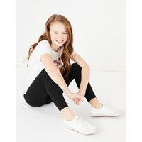M&S 3 Pack Cotton Rich Leggings (6-16 Yrs ) Black