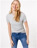 M&S 2 Pack Cotton Rich Fitted T-Shirts Grey/White