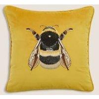 Velvet Bee Embroidered Cushion