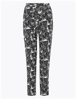 M&S Jersey Palm Print Tapered Trousers Black Mix