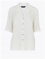 Textured V-Neck 3/4 Sleeve Shirt