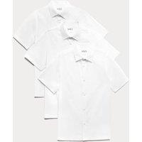 M&S 3 Pack Boys' Longer Length Easy Iron School Shirts (4-18 Yrs) White