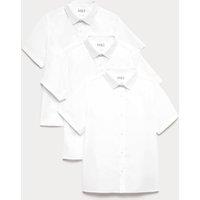 M&S 3 Pack Boys' Plus Fit Easy Iron School Shirts (4-18 Yrs) White