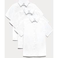 M&S 3 Pack Boys' Easy Dressing Easy Iron School Shirts (3-18 Yrs) White