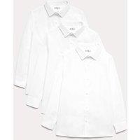 M&S 3 Pack Boys' Easy Dressing Easy Iron School Shirts (3-18 Yrs) White