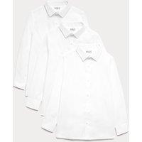 M&S 3 Pack Boys' Easy Dressing Easy Iron School Shirts (3-18 Yrs) White