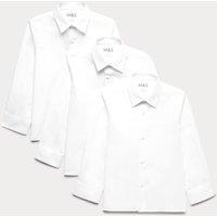 M&S 3 Pack Boys' Plus Fit Easy Iron School Shirts (4-18 Yrs) White
