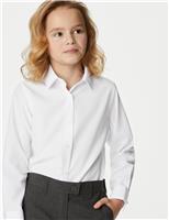 M&S 3 Pack Girls' Longer Length Easy Iron School Shirts (4-18 Yrs) White