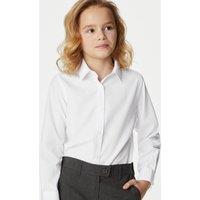 M&S 3 Pack Girls' Longer Length Easy Iron School Shirts (4-18 Yrs) White