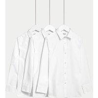 M&S 3 Pack Girls' Longer Length Easy Iron School Shirts (4-18 Yrs) White