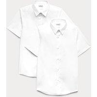 M&S 2 Pack Boys' Skinny Fit Stretch School Shirts (2-18 Yrs) White