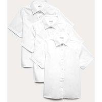 M&S 3 Pack Girls' Easy Dressing Easy Iron School Shirts (3-18 Yrs) White