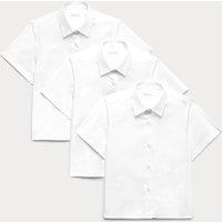 M&S 3 Pack Girls' Plus Fit Easy Iron School Shirts (4-18 Yrs) White