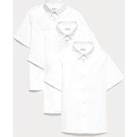 M&S 3 Pack Girls' Longer Length Easy Iron School Shirts (4-18 Yrs) White