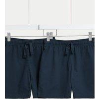 Goodmove 2 Pack Unisex Pure Cotton School Shorts (2-16 Yrs) Navy