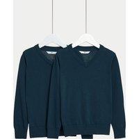 M&S 2 Pack Unisex Pure Cotton School Jumper (3-18 Yrs) Navy