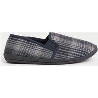 M&S Fleece Lined Slippers with Freshfeet Black Mix