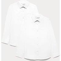 M&S 2 Pack Boys' Regular Fit Cotton School Shirts (2-18 Yrs) White