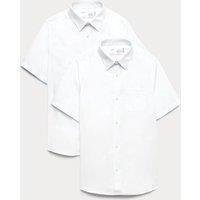 M&S 2 Pack Boys' Regular Fit Cotton School Shirts (2-18 Yrs) White