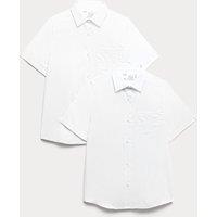 M&S 2 Pack Girls' Regular Fit Cotton School Shirts (2-18 Yrs) White