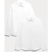 M&S 2 Pack Girls' Regular Fit Cotton School Shirts (2-18 Yrs) White